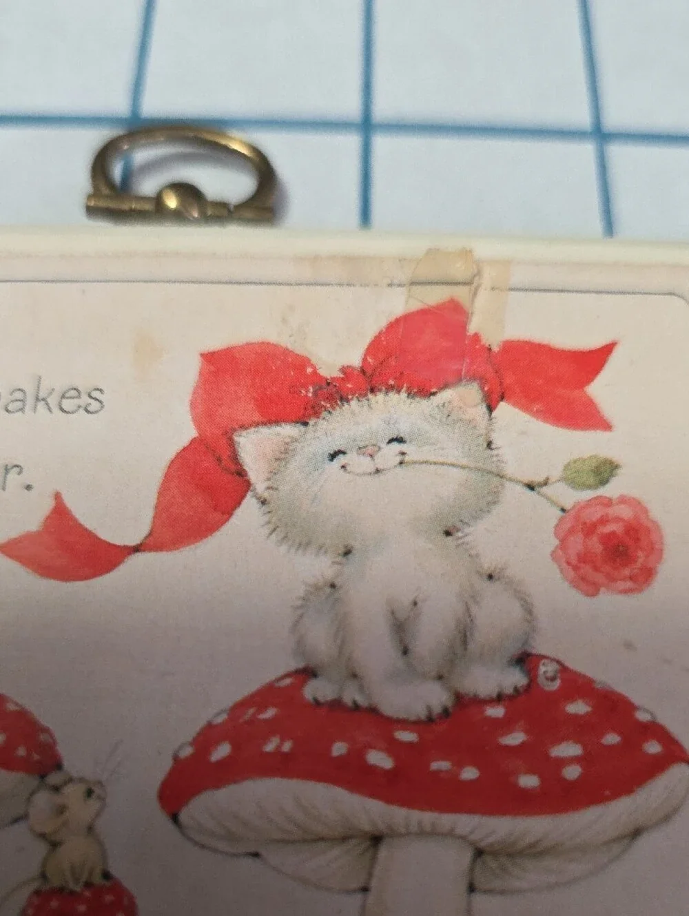 Hallmark Plaque 1979 - Smile! It makes the world brighter! Kittten & Mouse VTG